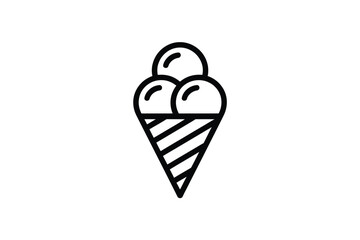 Ice cream icon illustration with three scoops in a cone