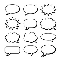 Fototapeta premium Communication Bubbles: A variety of speech bubbles showcase the diverse ways of exchanging thoughts and words in communication and convey the messages.