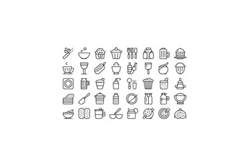 Gastronomy icons set for culinary design and food illustration projects