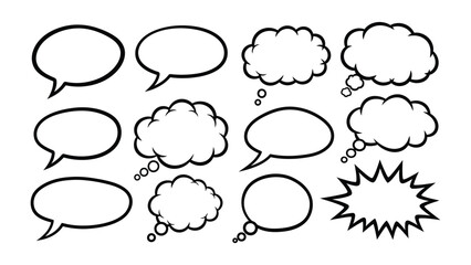 Communicative thoughts bubbles: A collection of various comic-style thought bubbles, perfect for conveying messages and adding visual interest to your project.