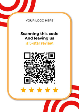 Modern Red Feedback Station: QR Code Review Sign with Gold Stars and Premium Crimson Design