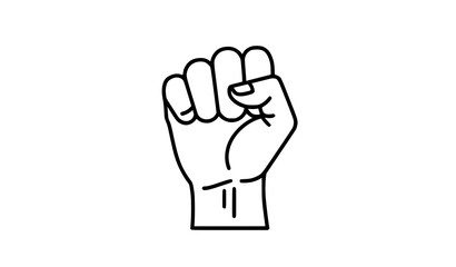 Clenched Fist Line Icon Vector &ndash; Hand Gesture Symbol