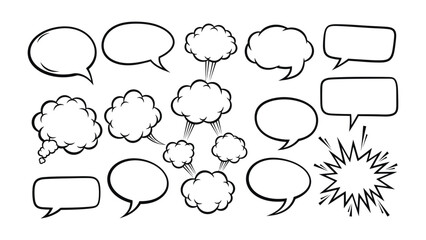Fototapeta premium Speech Bubbles Collection: A dynamic assortment of speech bubbles and thought bubbles.