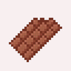 Pixel art icon of a chocolate bar in 8 bit style.  Sweet dessert illustration symbolizing cocoa, confectionery, snack, and indulgence. Perfect for games, apps, menus, packaging