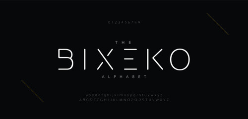 Minimal modern alphabet fonts and numbers. Abstract urban thin line font typography typeface uppercase lowercase. vector illustration © crossover