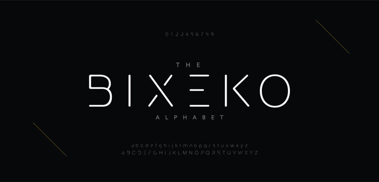 Minimal modern alphabet fonts and numbers. Abstract urban thin line font typography typeface uppercase lowercase. vector illustration