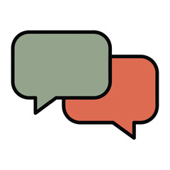 Fototapeta premium Dialogue Bubbles: Two speech bubbles, one in soothing green, the other in vibrant orange, overlap. This visual represents a discussion or conversation
