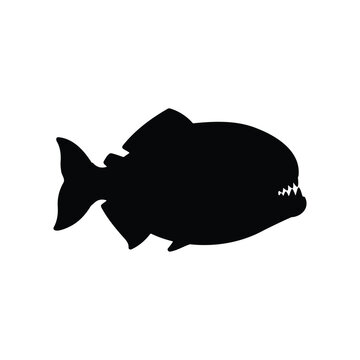 Piranha Fish silhouette icon vector flat design.