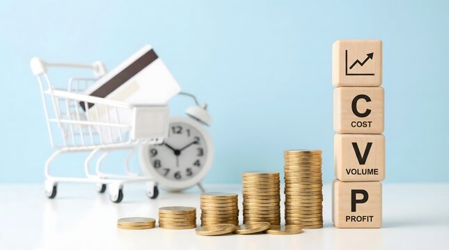 CVP Analysis: Cost, Volume, Profit Growth with Shopping Cart and Coins