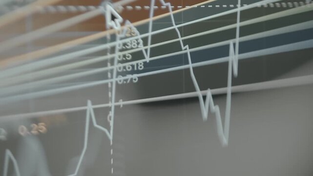 Cryptocurrency price chart with the Fib Speed Resistance Fan tool, view thorough eyeglasses