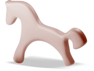 Fototapeta premium くすみピンクの抽象ホースオブジェ、北欧風ミニマルデザインの立体動物イラスト素材、インテリア・キッズブランド・雑貨モックアップに使える柔らかな質感の3Dオブジェクト