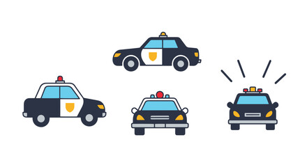 Police Car Line art minimal color design © Lovely
