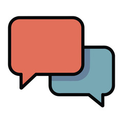 Fototapeta premium Dialogue Bubbles Illustration: Colorful dialogue bubbles float, representing communication, discussion, and conversation in a simple and abstract design. 