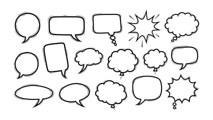 Fototapeta premium Dynamic Dialogue: A collection of various speech bubbles, each ready to house thoughts, conversations, and expressions, providing a visual representation of communication and ideas.