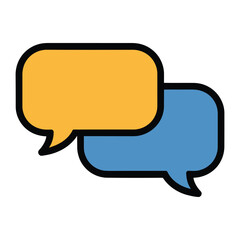 Fototapeta premium Dialogue Icon: Two speech bubbles, one in vibrant yellow and the other in calming blue, overlap in a visual representation of conversation. A simple yet powerful design perfect for communication.