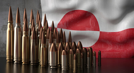 Greenland - various projectiles and national flag - 3D illustration © PX Media