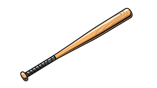 Professional wooden baseball bat with a black grip handle used in sports games for hitting home runs and practicing batting skills.