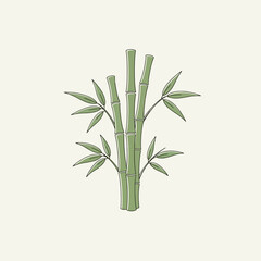 Obraz premium Minimalist Bamboo Stems and Leaves Illustration on Light Background