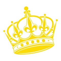 Detailed golden crown with fleur de lis symbols isolated on white background, luxurious headpiece for royalty © Sirajum