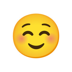 Fototapeta premium Blushing Happy Smiling Face with Closed Eyes and Rosy Cheeks Emoji