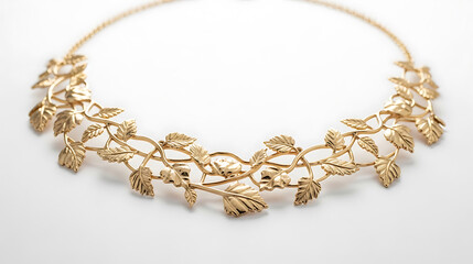 Beautiful gold vine and leaf necklace, nature-inspired elegant jewelry