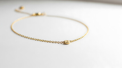 Minimalist gold chain bracelet with a small circular charm