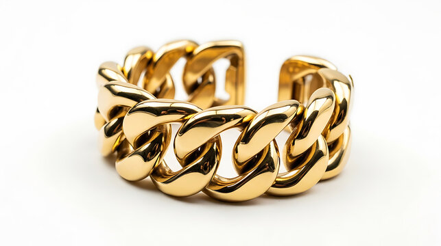 Chunky gold chain link cuff bracelet, bold statement jewelry