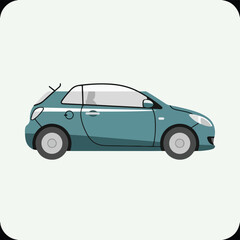 Fototapeta premium A stylized illustration of a blue compact car