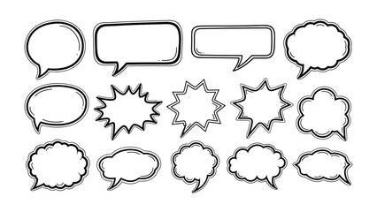 Fototapeta premium Dialogue Bubble Collection: A diverse collection of illustrated speech bubbles, perfect for conveying thoughts, ideas, and conversations in a creative way. 