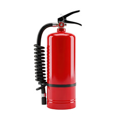 Obraz premium Red fire extinguisher standing upright against a white background.