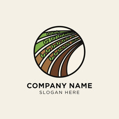 Fototapeta premium Logo Design with Earthy Terrain Elements Inside Circle.