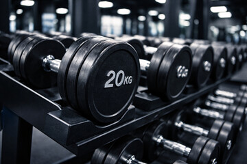 Fototapeta premium Rack of Dumbbells in a Gym
