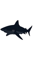 Obraz premium Black silhouette of a shark swimming.