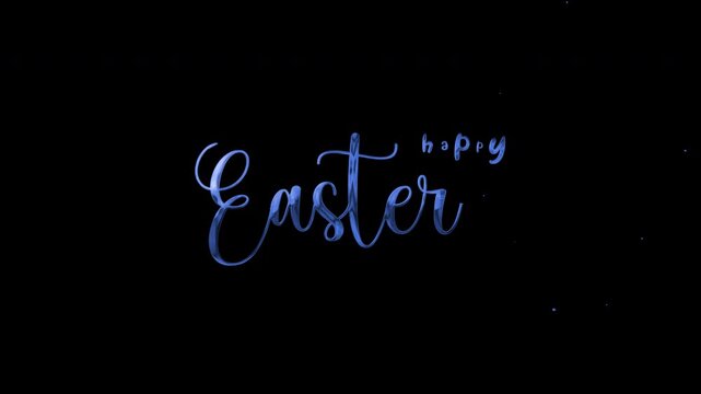 Happy Easter text animation on transparent background.