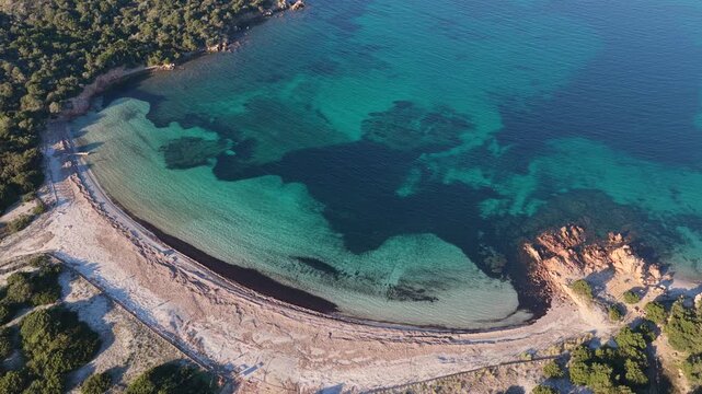 Veduta Aerea della Bellissima Spiaggia Cala Portese nell' Arcipelago di la Maddalena, Sardegna