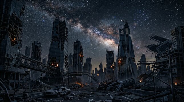 荒廃した未来都市