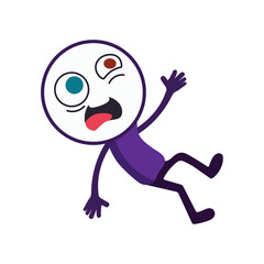 Expressive Purple Character Falling in Shock and Confusion