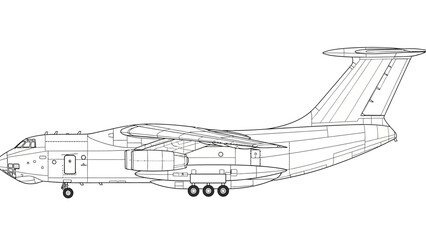 Line art of a cargo airplane