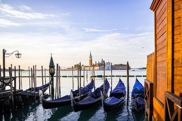 View of the gondolas of beautiful Venice (Italy) © McoBra89