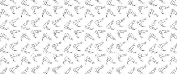 Minimalist seamless hair dryer line art pattern on white background for professional salon branding materials