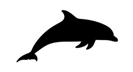 Fototapeta premium Black silhouette of a dolphin swimming.