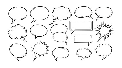 Fototapeta premium Comic Speech Bubbles: A collection of various comic speech bubbles, perfect for conveying thoughts, dialogue, and exclamations in graphic designs.