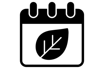 calendar icon featuring leaf: symbolizing ecological awareness and upcoming seasonal events