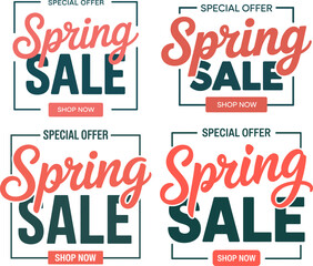 Spring Sale Special Offer Shop Now Promotional Banner Set