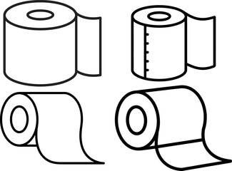 Toilet Paper Roll Line Icon Set Vector Illustration
