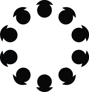 lunar phases cycle ring silhouette vector illustration on transparent background