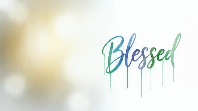 Animated blessed word with dripping watercolor effect evolving on a bokeh background for St Patrick Day or holiday celebration