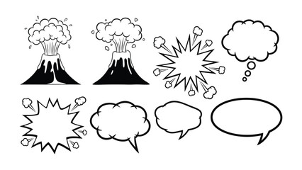 Comic Elements: Comic-style elements and speech bubbles. Suitable for comic and cartoon design assets. © Atiya