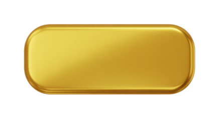 Gold bar on white background shiny metallic rectangle isolated on a transparent background