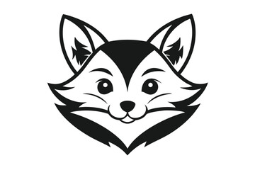 Obraz premium cute fox face logo silhouette line art vector illustration